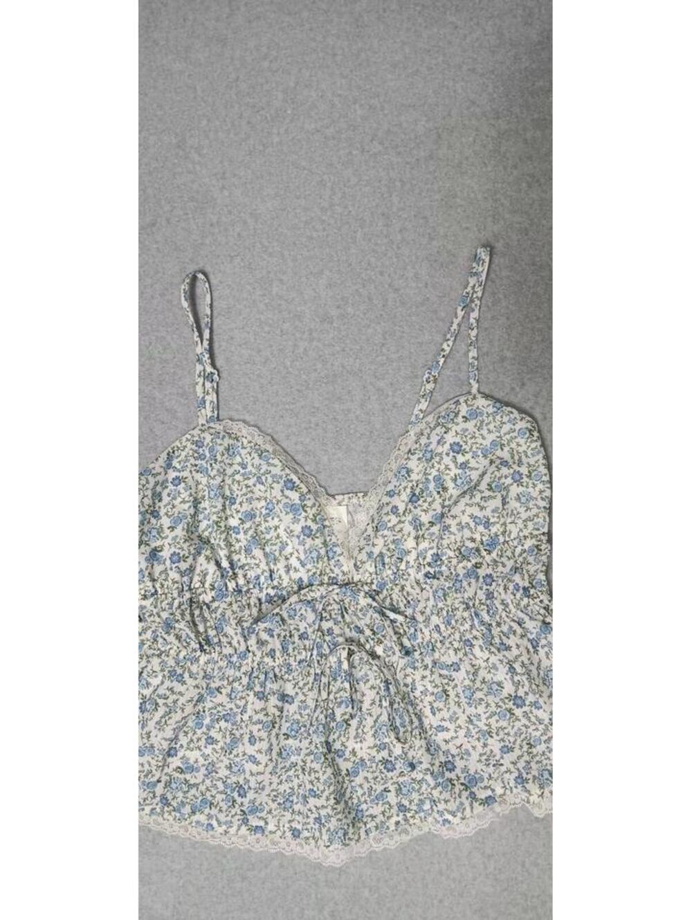 No Boundaries Babydoll Halter Cropped Lace Trim Cami Womens Size Medium White... - Picture 5 of 9